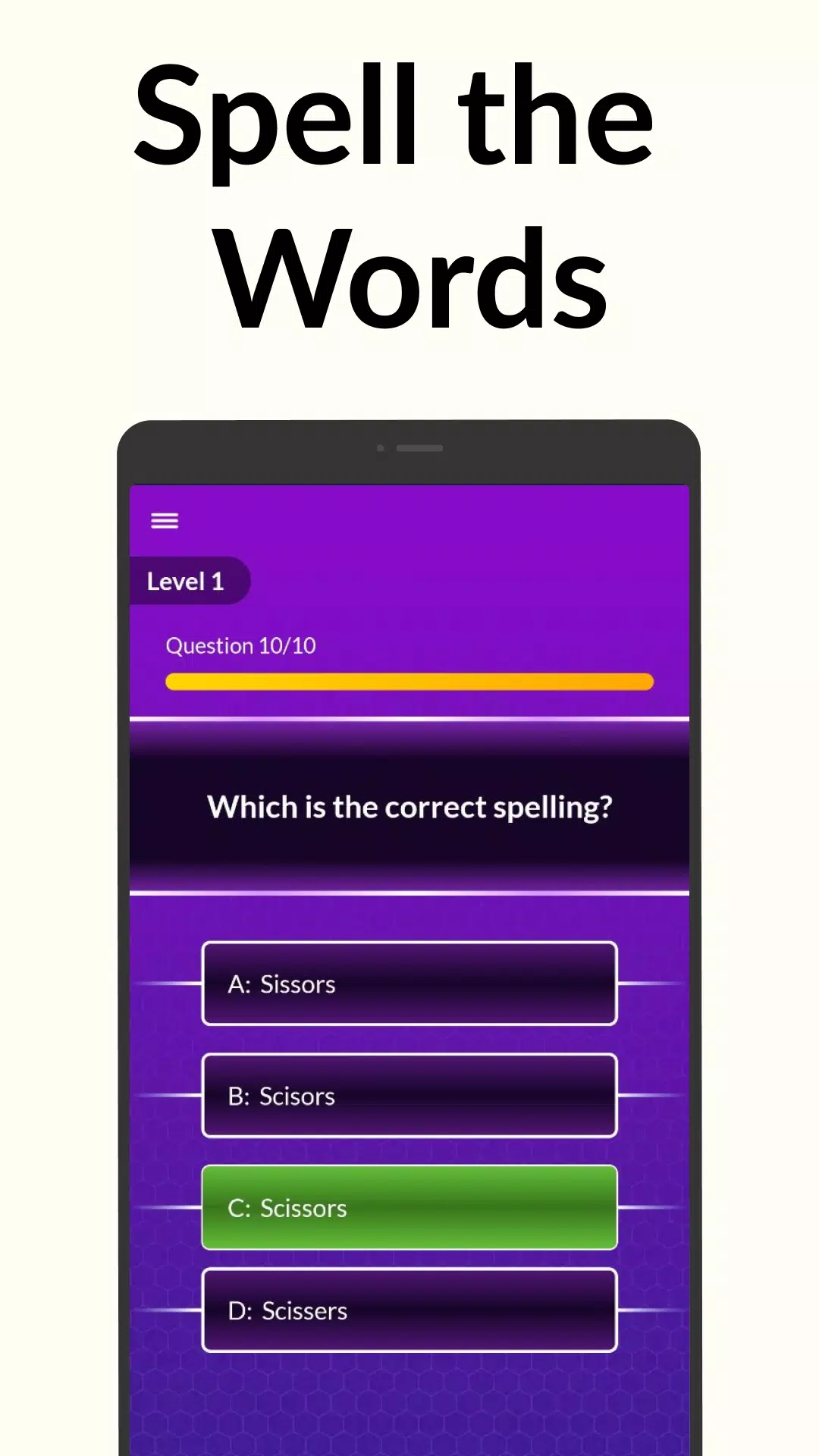 Spelling Bee: Spelling Quiz Zrzut ekranu 1