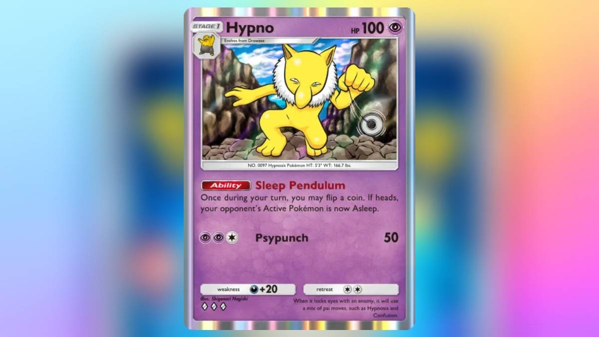 Hypno aus Pokemon TCG -Tasche, die beste Karte, die den Schlafstatus verursachen kann