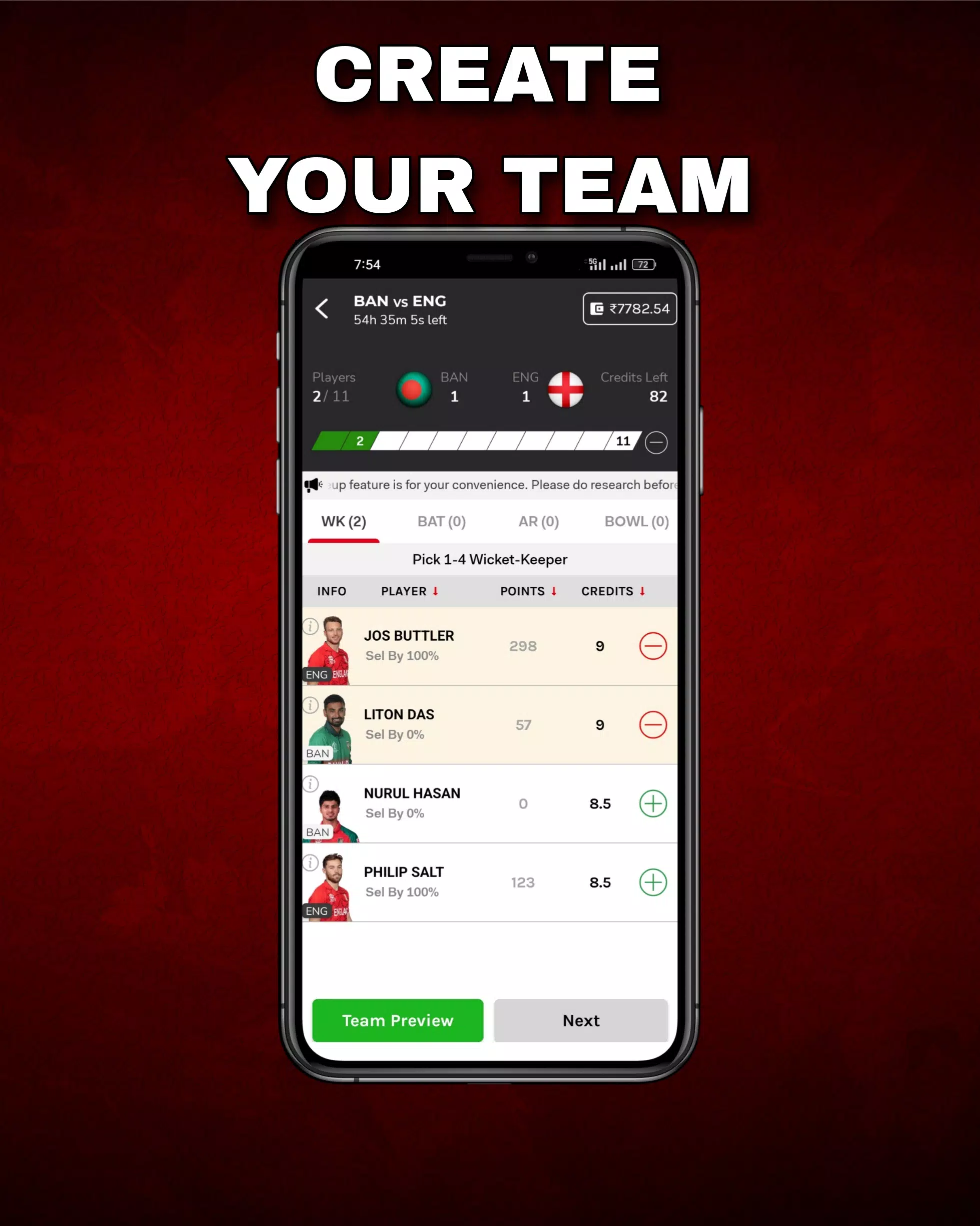 FantPlay11:Fantasy Cricket App ဖန်သားပြင်ဓာတ်ပုံ 2