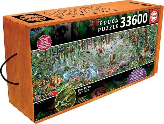 Educa 33,600 Piece Wild Life Puzzle with Wheeled Wooden Carry Case