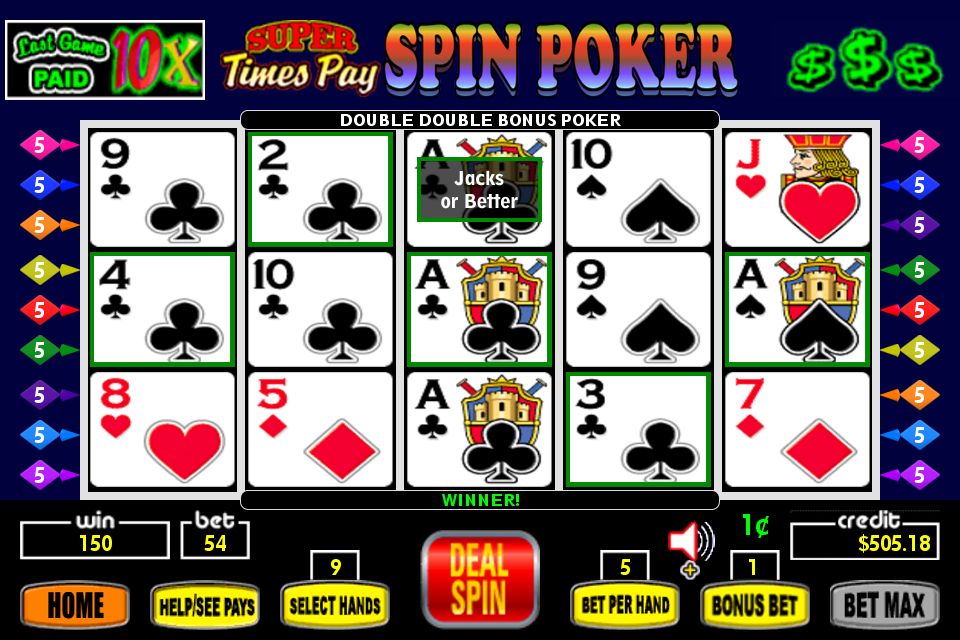 Super Times Pay Spin Poker - FREE Ảnh chụp màn hình 0