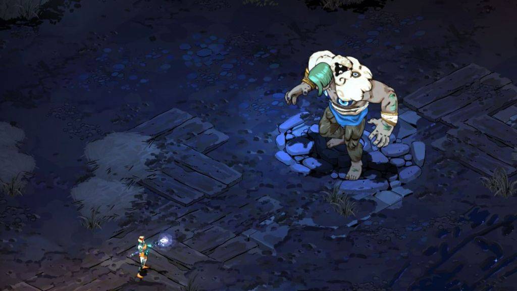 Screenshot da Ade 2 con Melinoe Battling Polyphemus