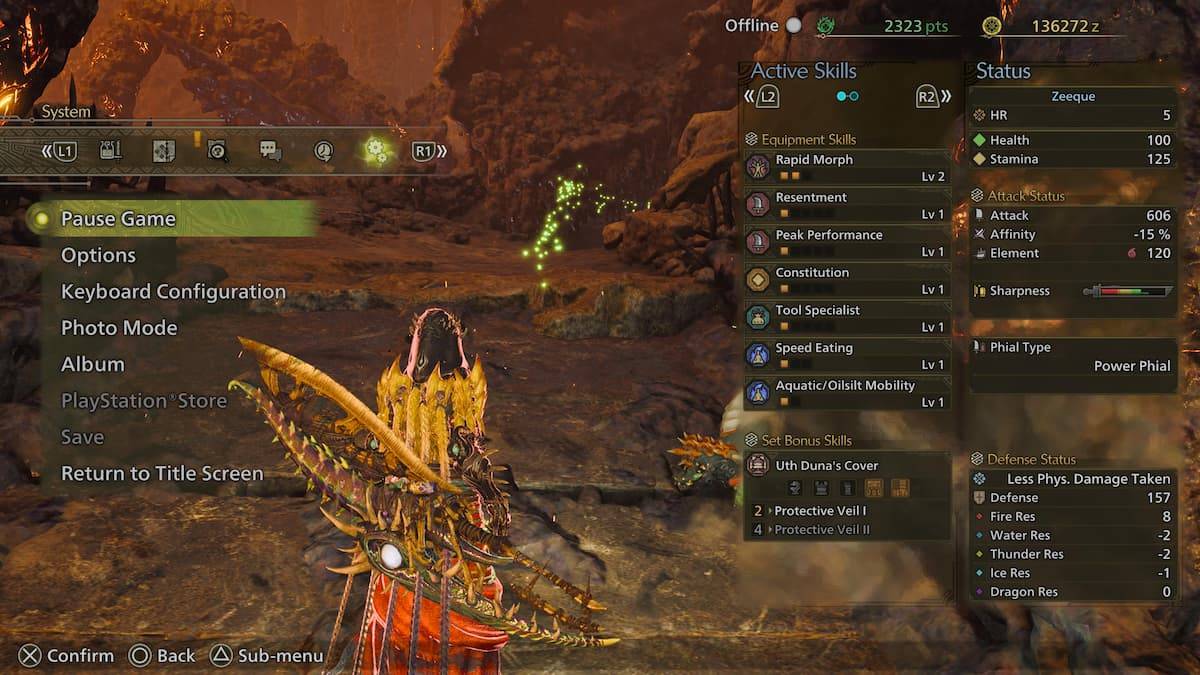 Monster Hunter Wilds pause menu interface