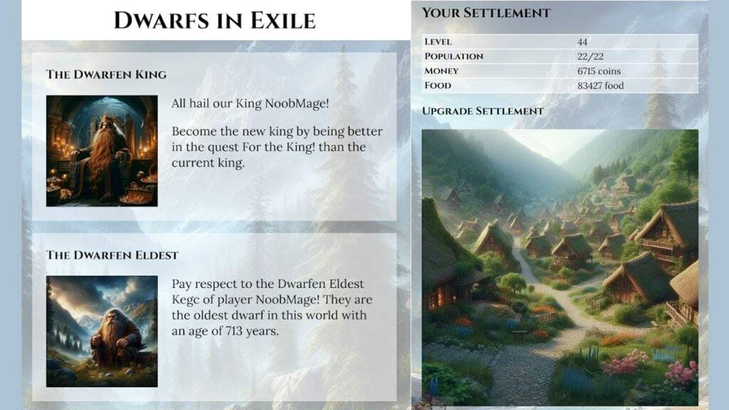 Zwerge im Exile ist jetzt ein neues textbasiertes Multiplayer-Management-Spiel, das jetzt raus