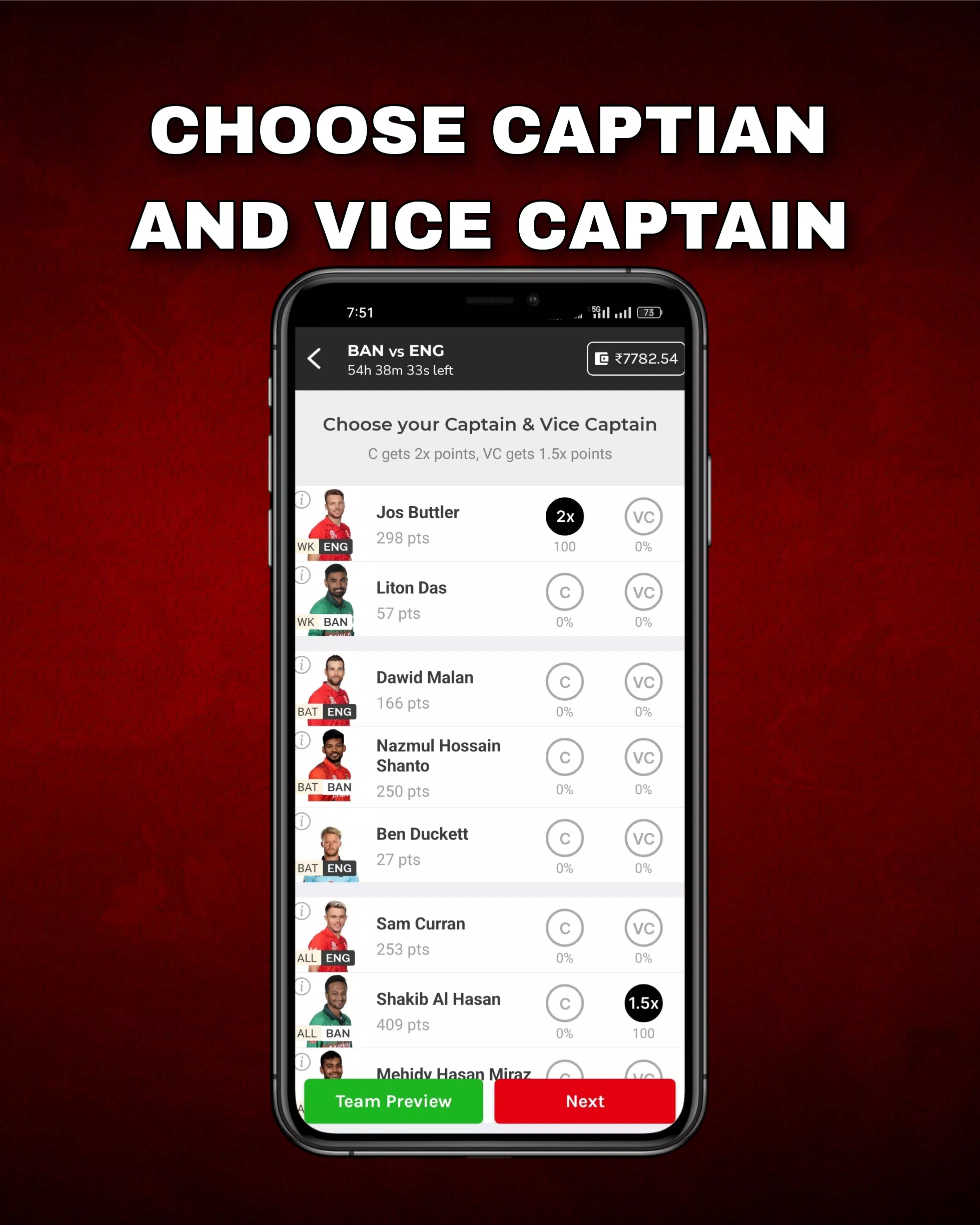 FantPlay11:Fantasy Cricket App ဖန်သားပြင်ဓာတ်ပုံ 3