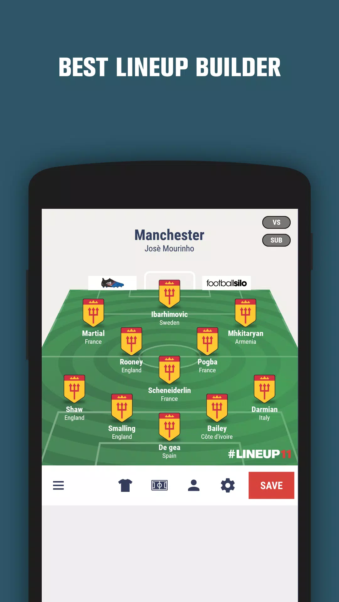 LINEUP11: Fußballaufstellung Screenshot 1