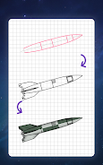 How to draw rockets by steps Screenshot 2