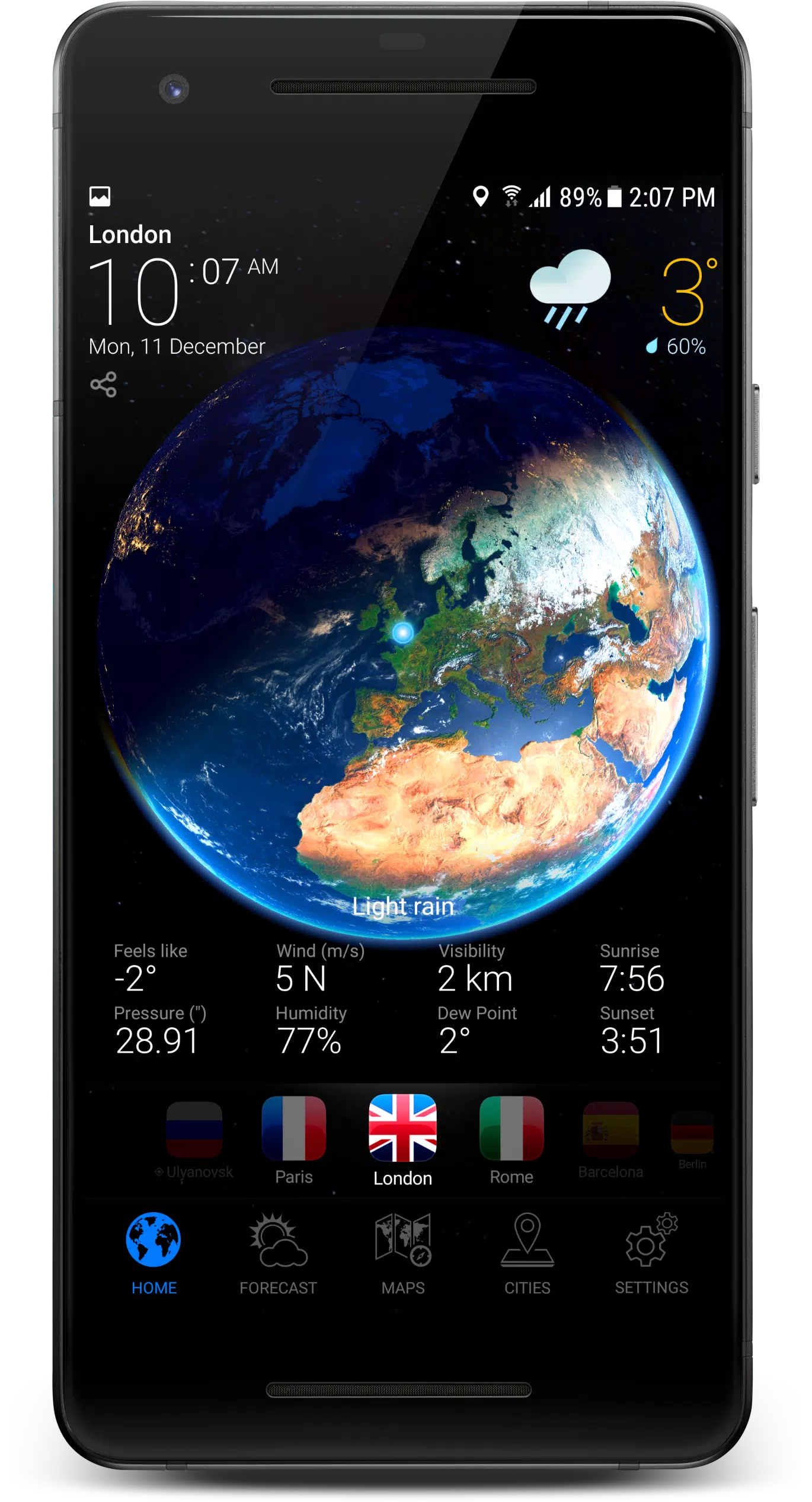 3D EARTH PRO - local forecast Ảnh chụp màn hình 0