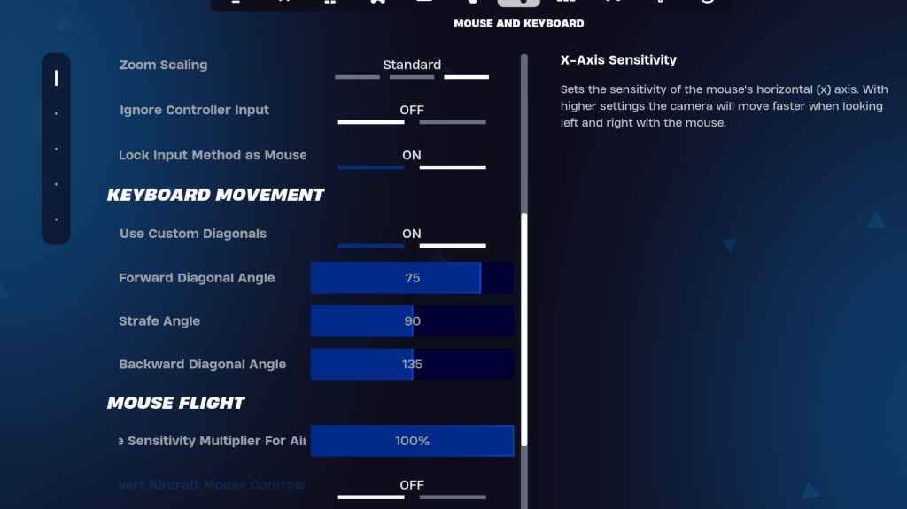 Impostazioni della tastiera Fortnite