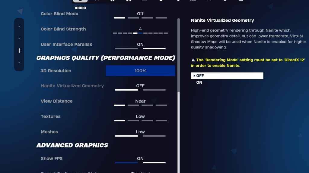 Impostazioni grafiche Fortnite