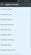 Schermata Math Formulas Algebra 0