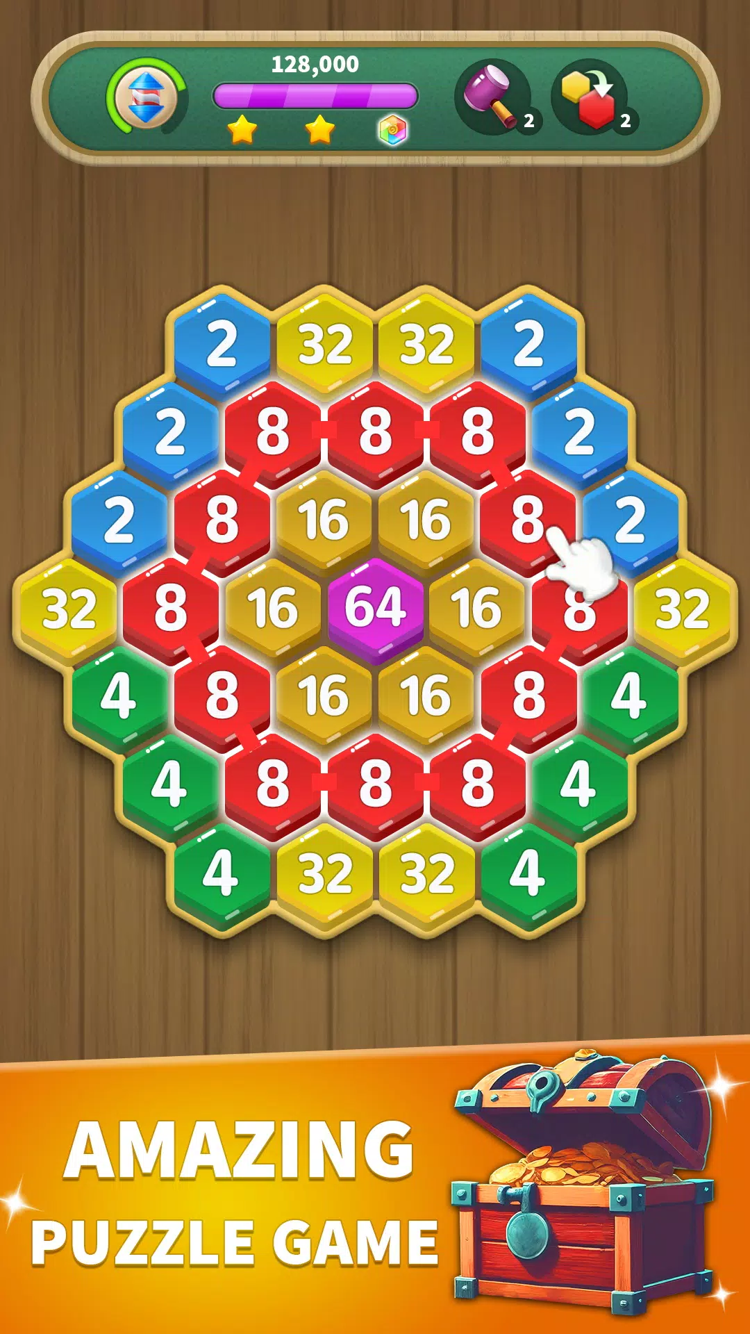 Hexa Connect: 2048 Puzzle ဖန်သားပြင်ဓာတ်ပုံ 0