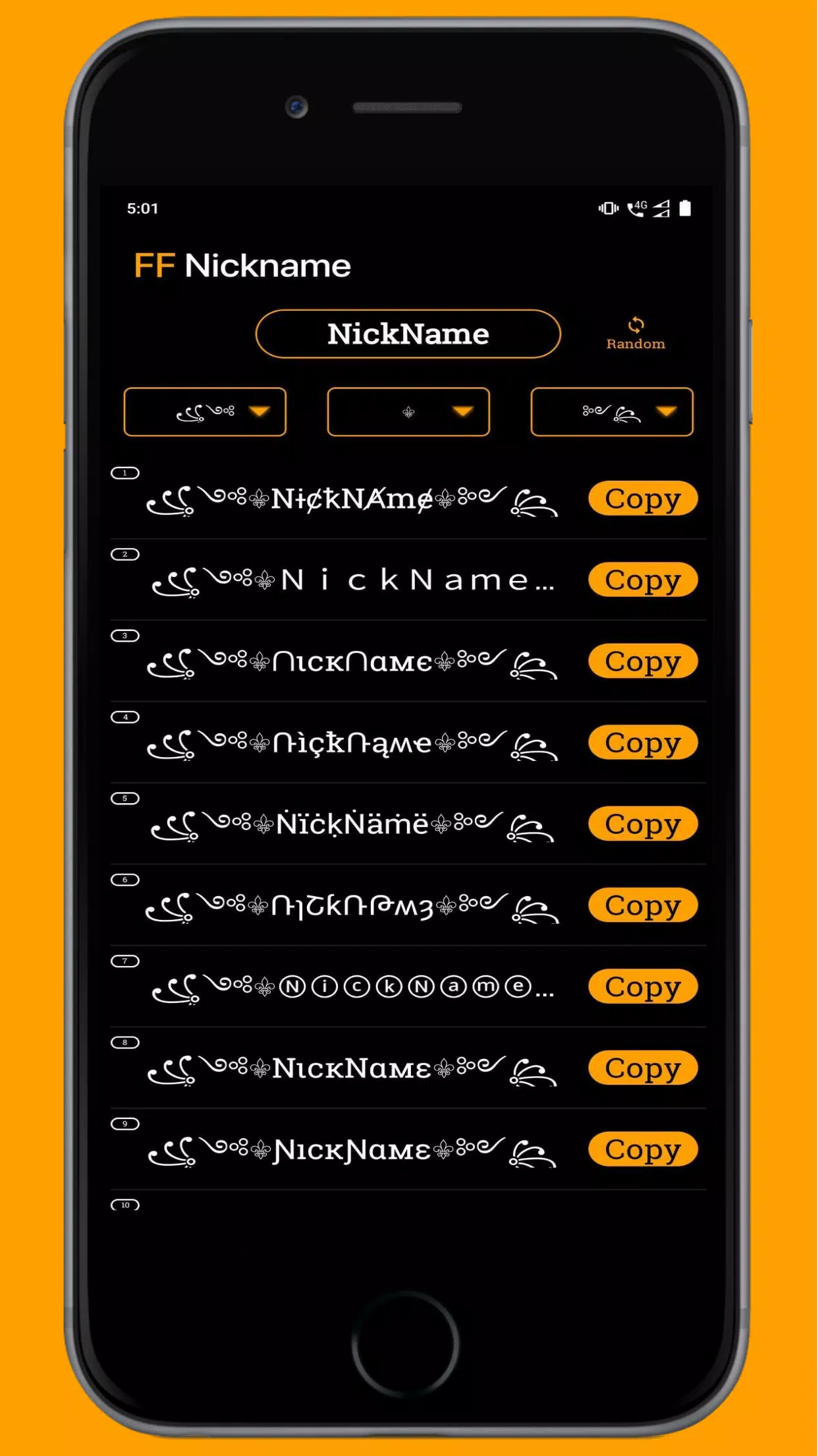 FF Name Creator - Nickname Generator For Games Captura de pantalla 1