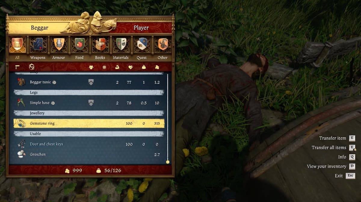 Door and Chest Keys from Wandering Drunk in Kingdom Come: Deliverance 2