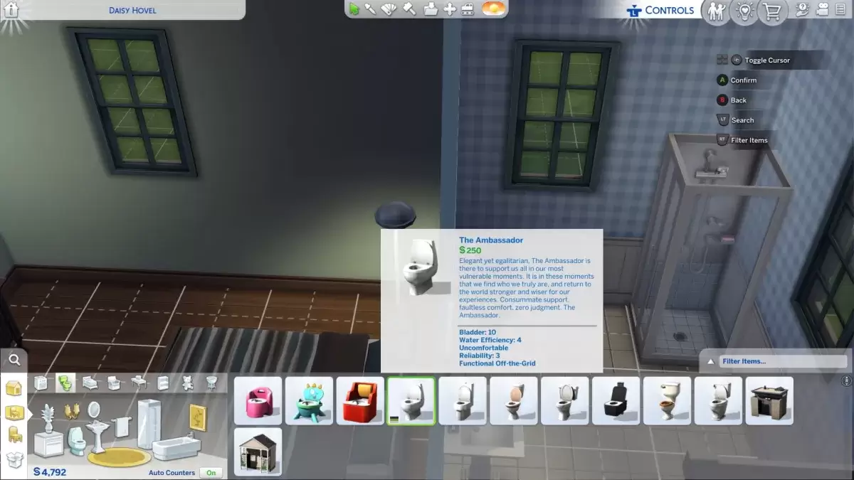 The Ambassador toilet, shown as an example of a breakable object for the Sims 4 Blast from the Past event.