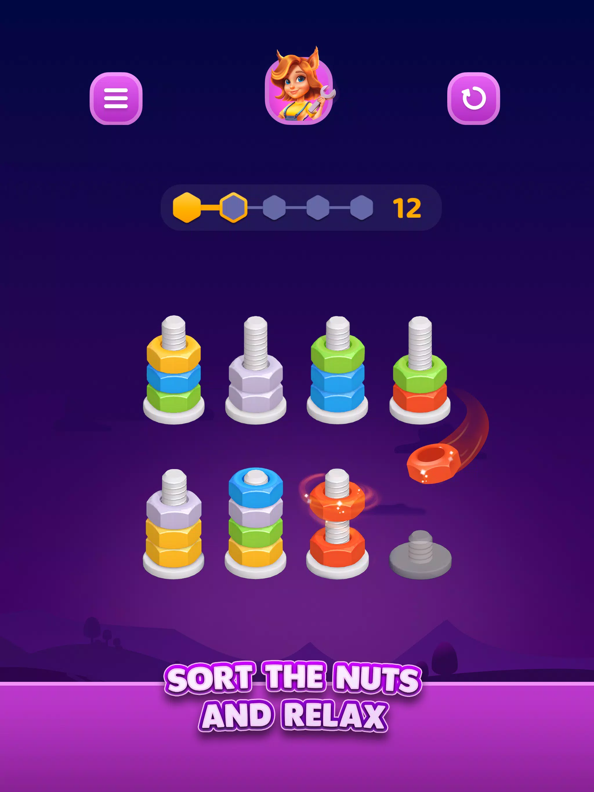 Nut Sort: Color Sorting Game Скриншот 1