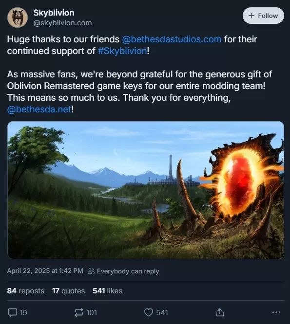 Bethesda entrega las claves del remaster de Oblivion al equipo de Skyblivion