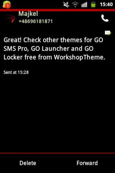 Schermata Theme Red Neon GO SMS 0