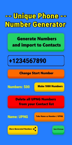 Unique Phone Number Generator Schermafbeelding 1