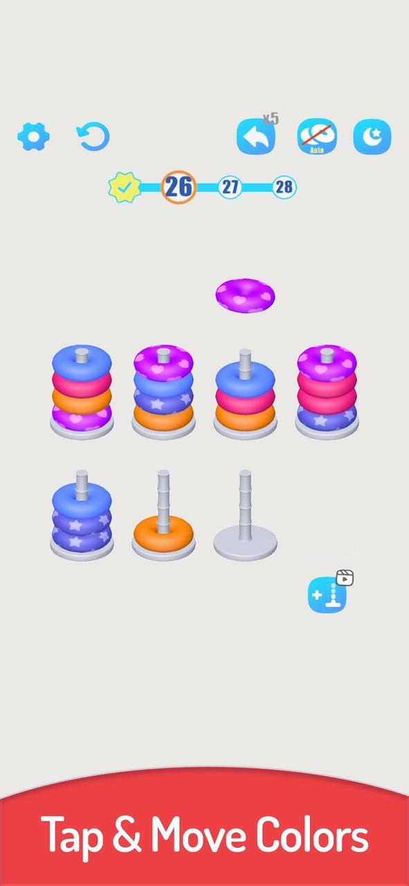 3D Color Sort Hoop Stack Screenshot 0