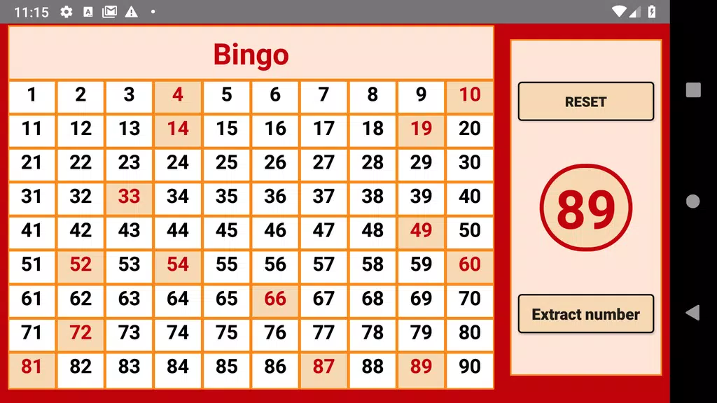 Bingo - numbers extractor - 90 numbers 스크린샷 1