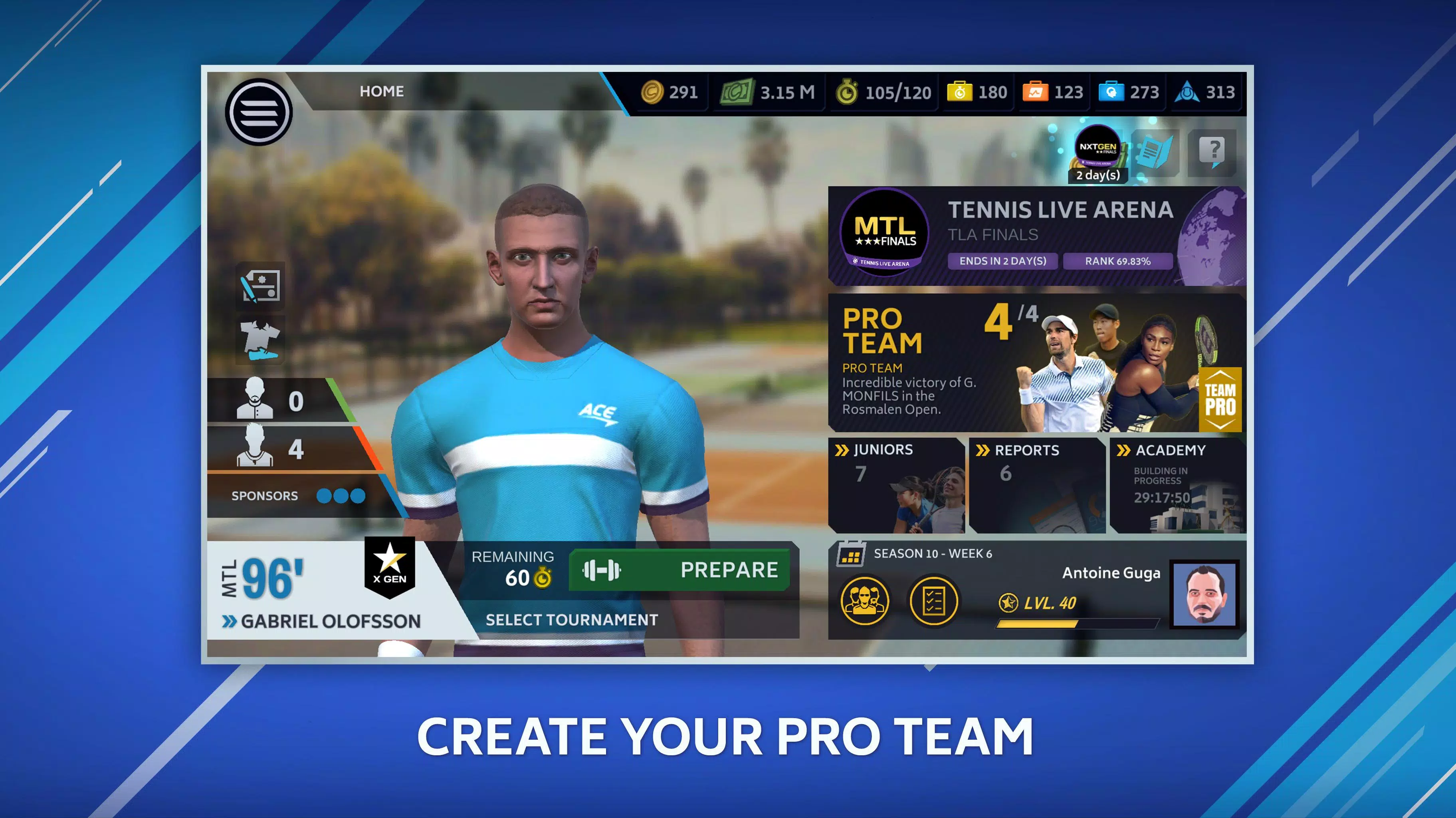 Tennis Manager Mobile Tangkapan skrin 1