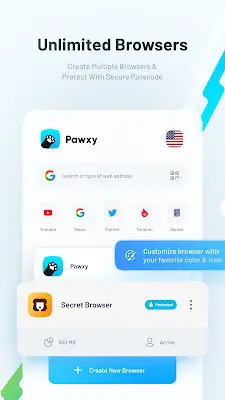 Pawxy - Fast VPN & Web Browser Captura de pantalla 0