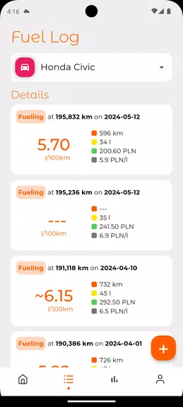 Fuel Log - Mileage And Service Capture d'écran 1